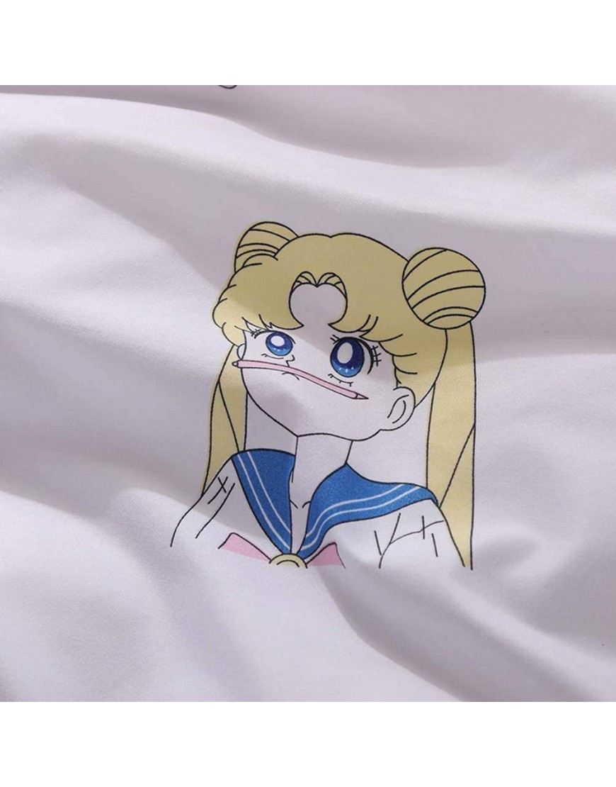 Papa&Mima INS Nordic Duvet Cover Set Microfiber Polyester Cotton 3 Pieces Twin 61x80155x205cm,Pink Sailor Moon Rabbit Girl Anime Cartoon - B39IY85QE