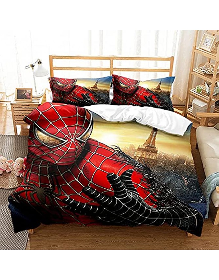 Reayou Beddings Spider-Man Cartoon 3-Piece Bedding Set:Duvet Cover and 2 Pillow Shams Spider-Man Double Full Size - BTGERK9WL