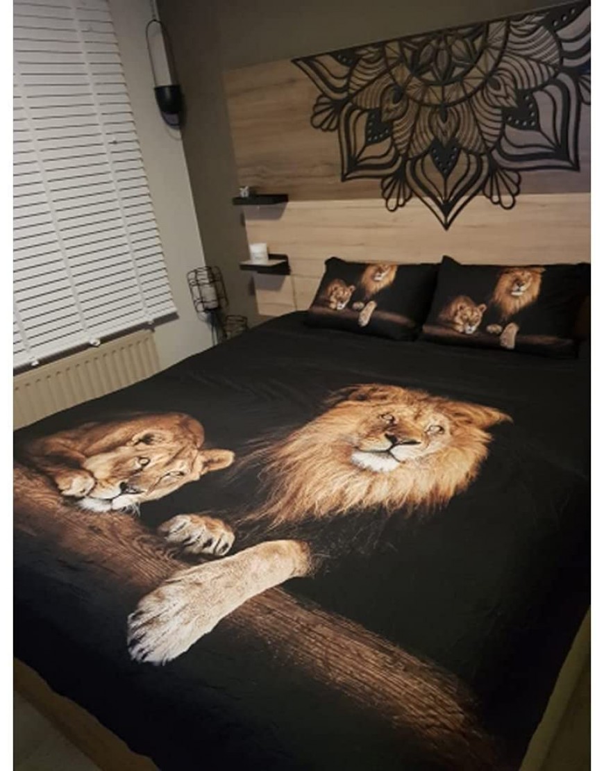 SweetieMorning Lion Duvet Quilt Cover Sets Black Linens Bed Pillow Shams King Queen Twin Full Size Boys Kids Animal Bed Set Home Textile Queen 004 - BUNCT9959