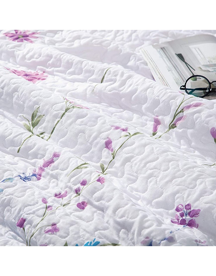 Bedsure Twin Size 68x86 inches 2-Piece Quilt Set Coverlet Lilac Flower Pattern Lightweight Design for Spring and Summer 1 Quilt and 1 Pillow Sham - BEJURVTYG