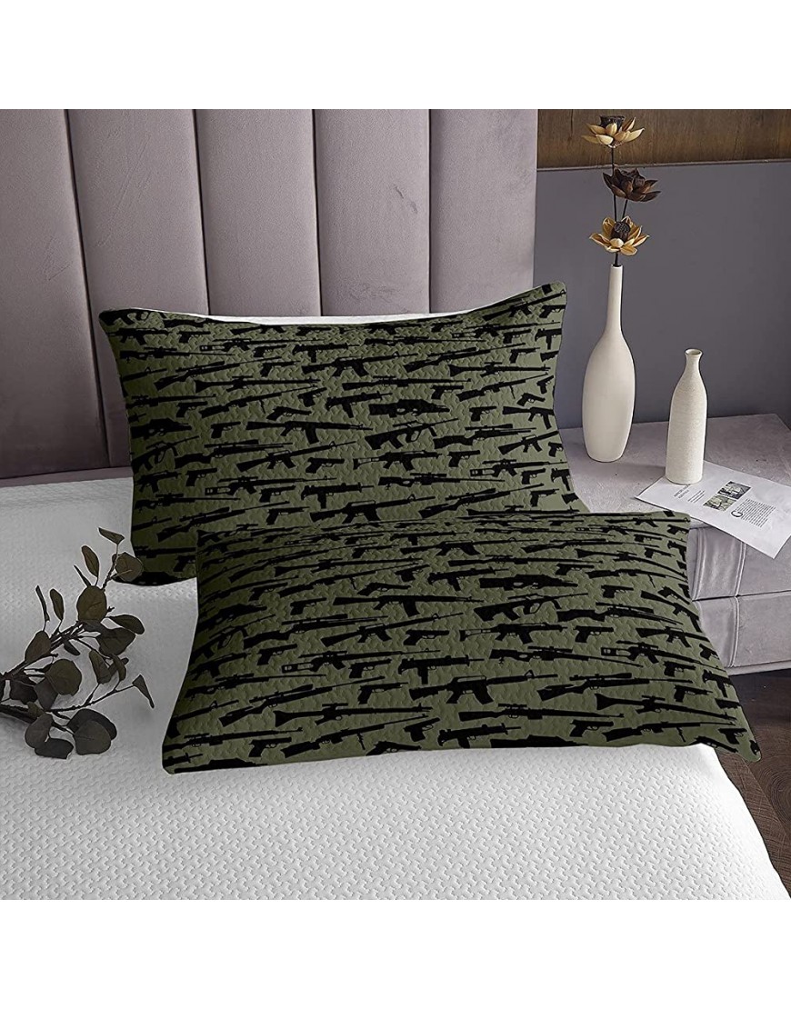 Erosebridal Machine Guns Bedspread Set for Boys Youth Teens Men,Military Theme Coverlet Set,Army Rifle Pattern Quilted Coverlet,Soft Microfiber Bedding Set Twin Size Army Green - BMYUGFNAA