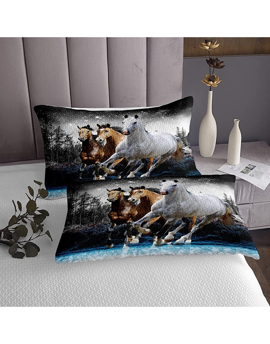 Feelyou Horse Quilted Coverlet Set Galloping Horse Bedspread for Kids Boys Girls Forest Bedding Collection Animal Theme Bedspread 1 Bedspread with 1 Pillowcase Twin Size - BGJMMWBPU