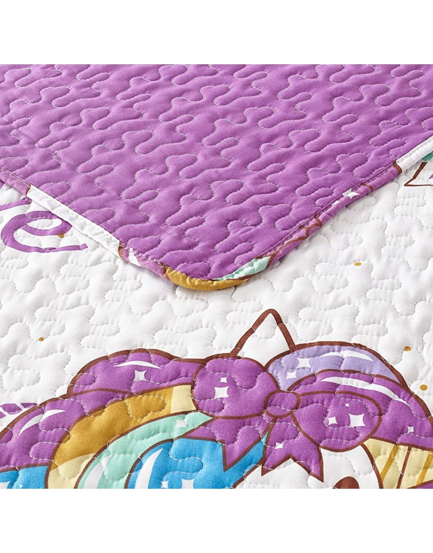 Golden Quality Bedding Full Size Kids Bedspread Quilts Throw Blanket for Teens Boys Bed Printed Bedding Coverlet Multi Color White Violet Purple Unicorn Princess # 19-08 Full - B9VZ67SZD