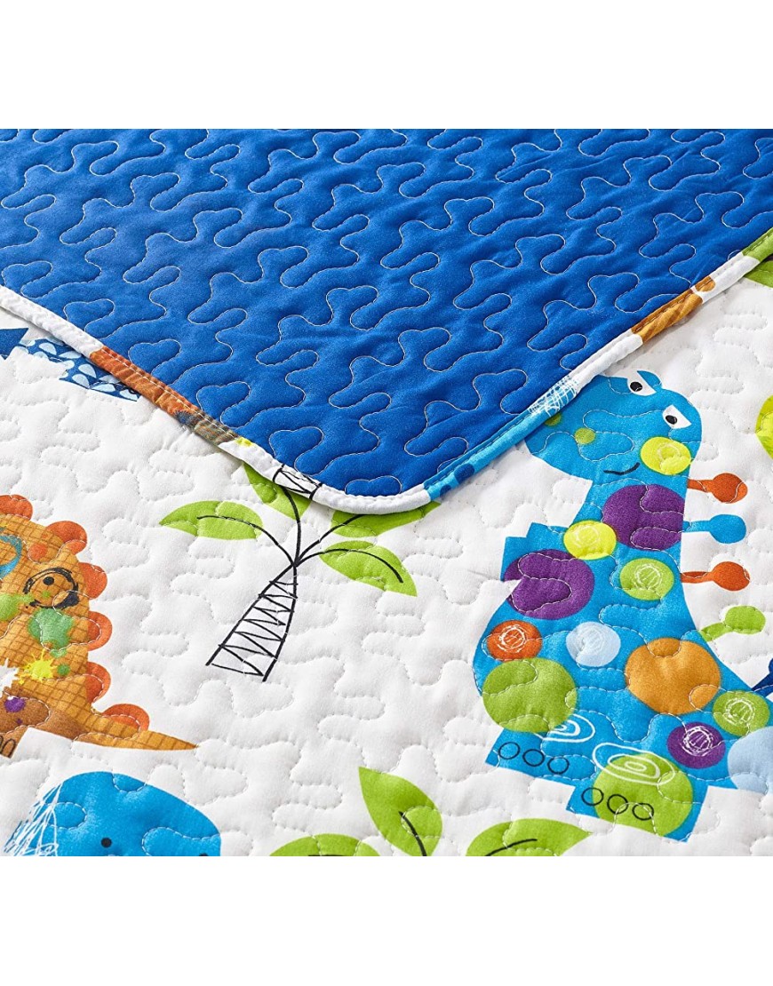Golden Quality Bedding Full Size Kids Bedspread Quilts Throw Blanket for Teens Boys Bed Printed Bedding Coverlet Multi Color Orange Green Blue Dinosaur Jurassic Land #19-05 Full - BC3X7OG6Y