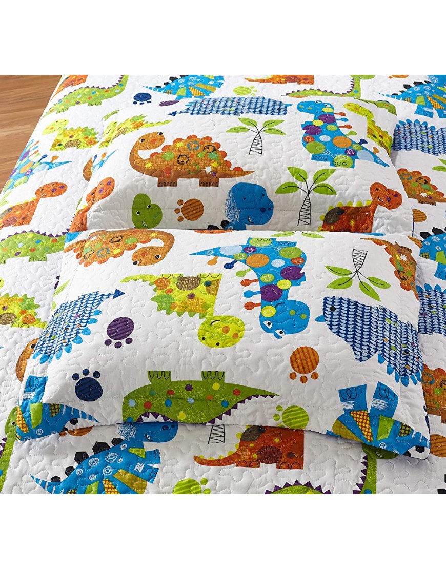 Golden Quality Bedding Full Size Kids Bedspread Quilts Throw Blanket for Teens Boys Bed Printed Bedding Coverlet Multi Color Orange Green Blue Dinosaur Jurassic Land #19-05 Full - BC3X7OG6Y