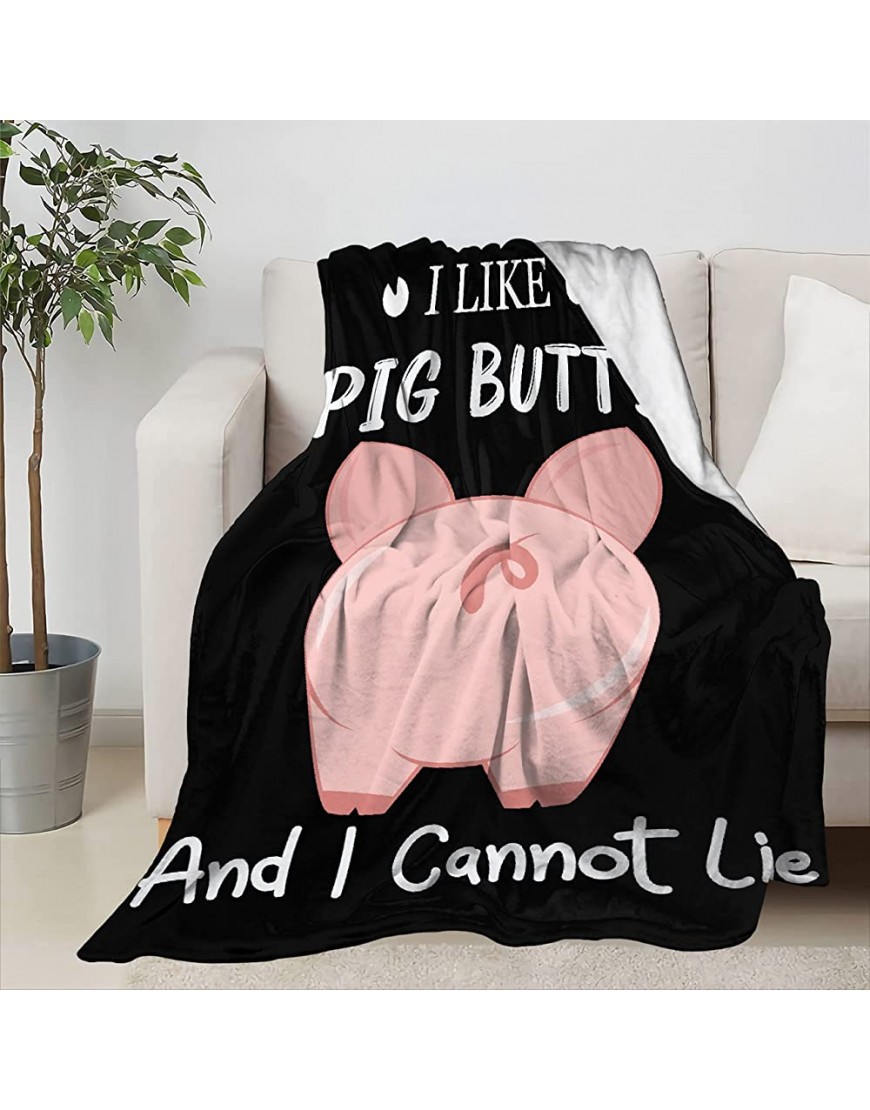 I Like Pig Butts and I Cannot Lie Blanket Throw Flannel Fleece Kawaii Piggy Blanket Perfect for Pig Lover Lightweight Soft Animal Blanket Suit for Bed Couch Travel Gift 60x50 M for Teens - B182NYI2L