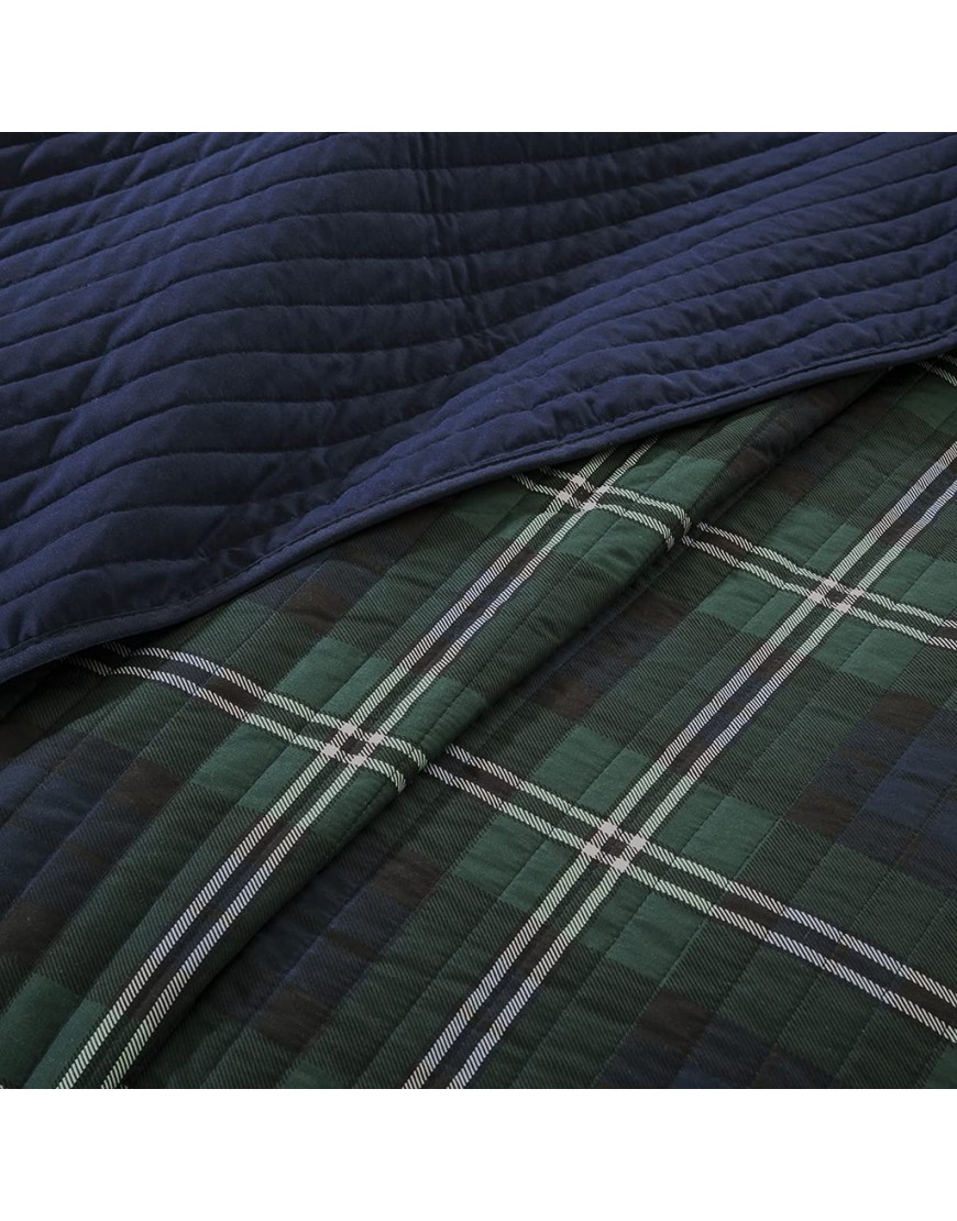 MI ZONE Brody Teen Set-Blue Green Plaid – Boys Peach Skin Fabric Bed Quilted Coverlet Full Queen - B5V24U58K