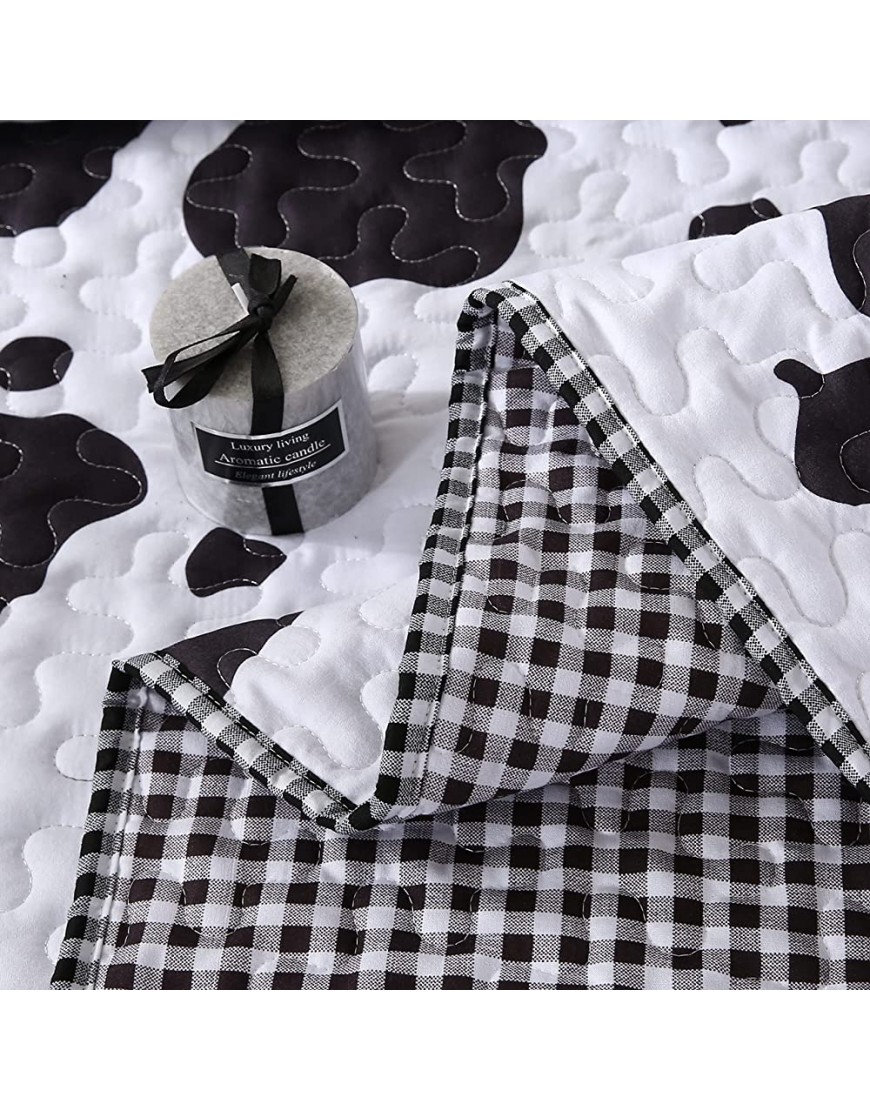 PERFEMET Black and White Cow Print Quilt Set Reversible Bedroom Decorations for Kids and Teens Machine Washable Bedspread SetQueen,1 Quilt + 2 Pillow Cases - BWLIM58MO